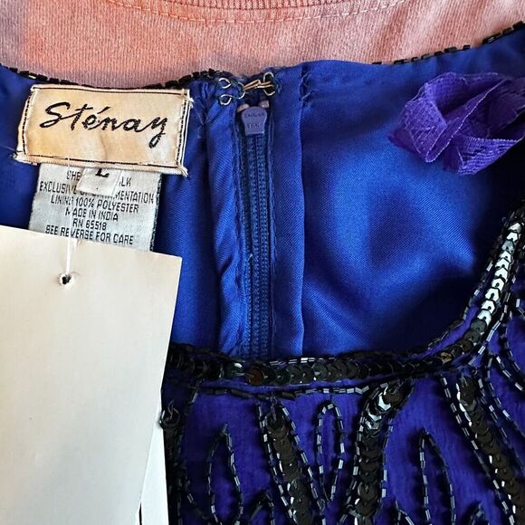 Vintage Sténay 100% Silk Beaded Sequin Top | Size L | Art Deco 80s Party Glam - Picture 8 of 8